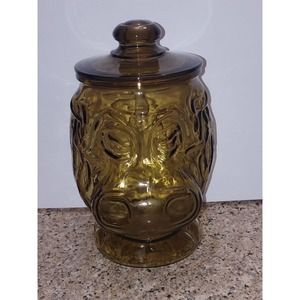 Vintage Libbey Glass Hippopotamus Cookie Jar & Lid